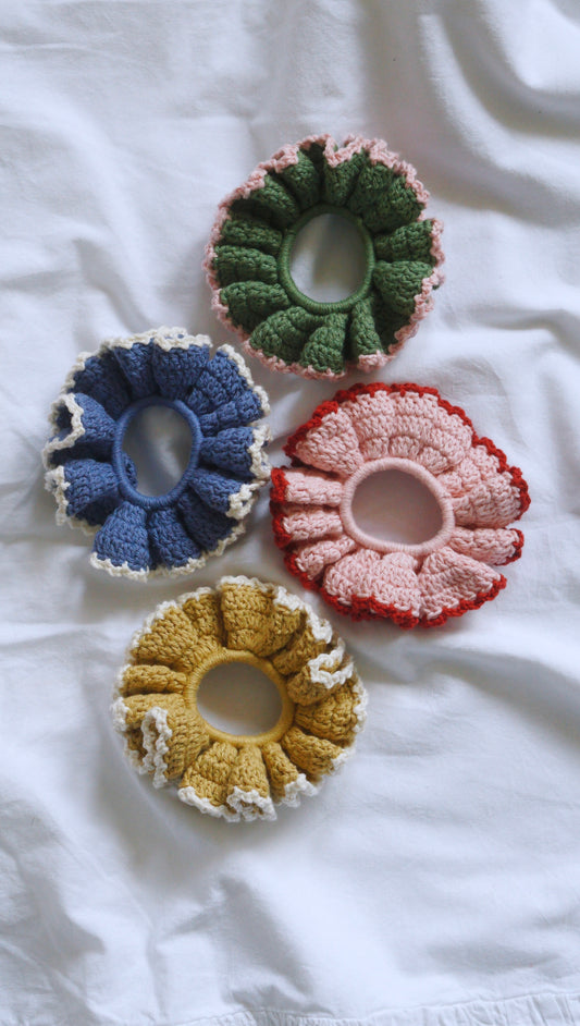 Handmade crochet scrunchies