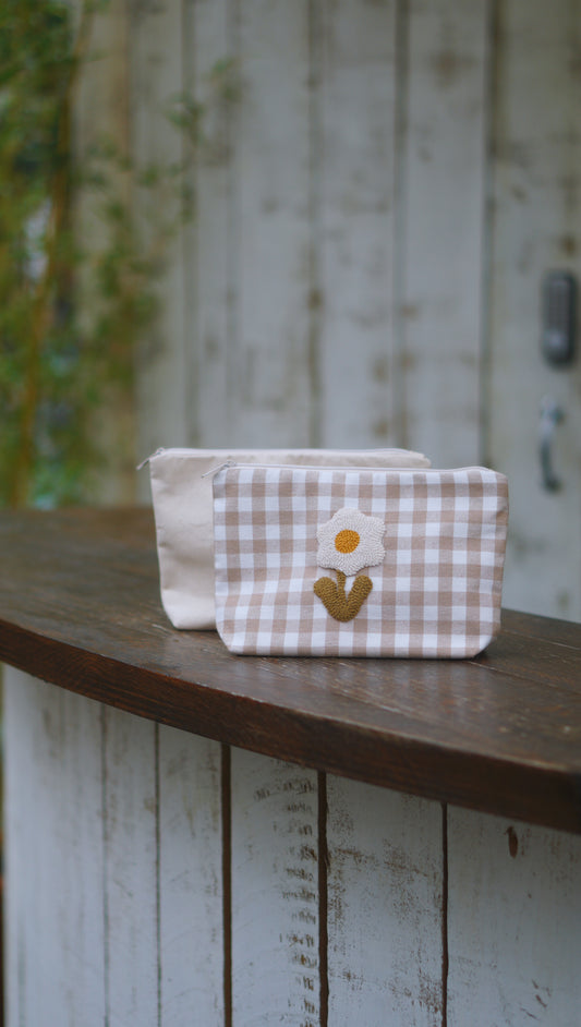 Floral + Gingham Makeup Case