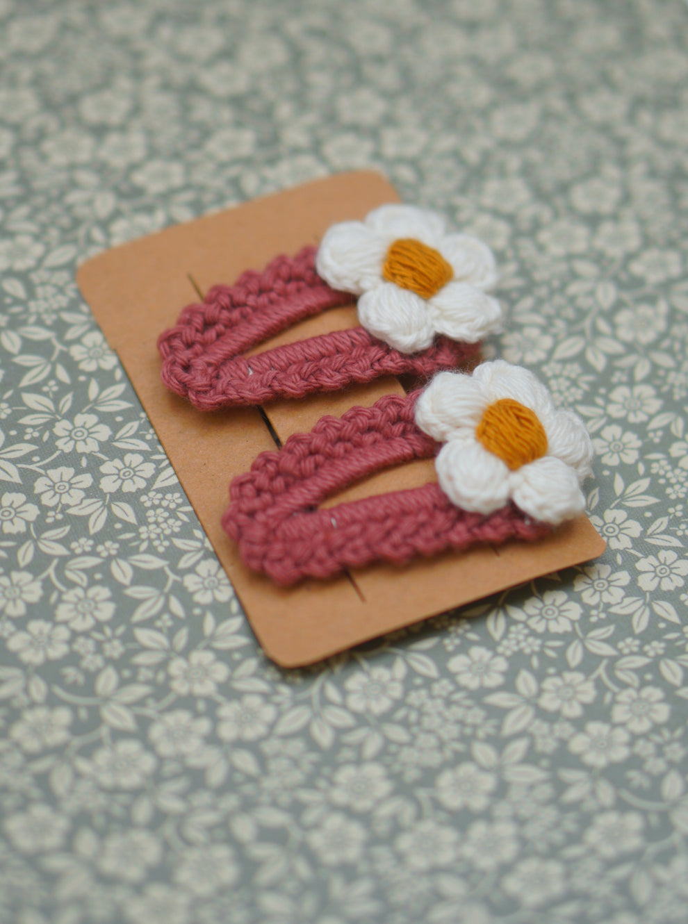 Samoolam Handmade Crochet Flower Hair Clips Set ❤ Orange